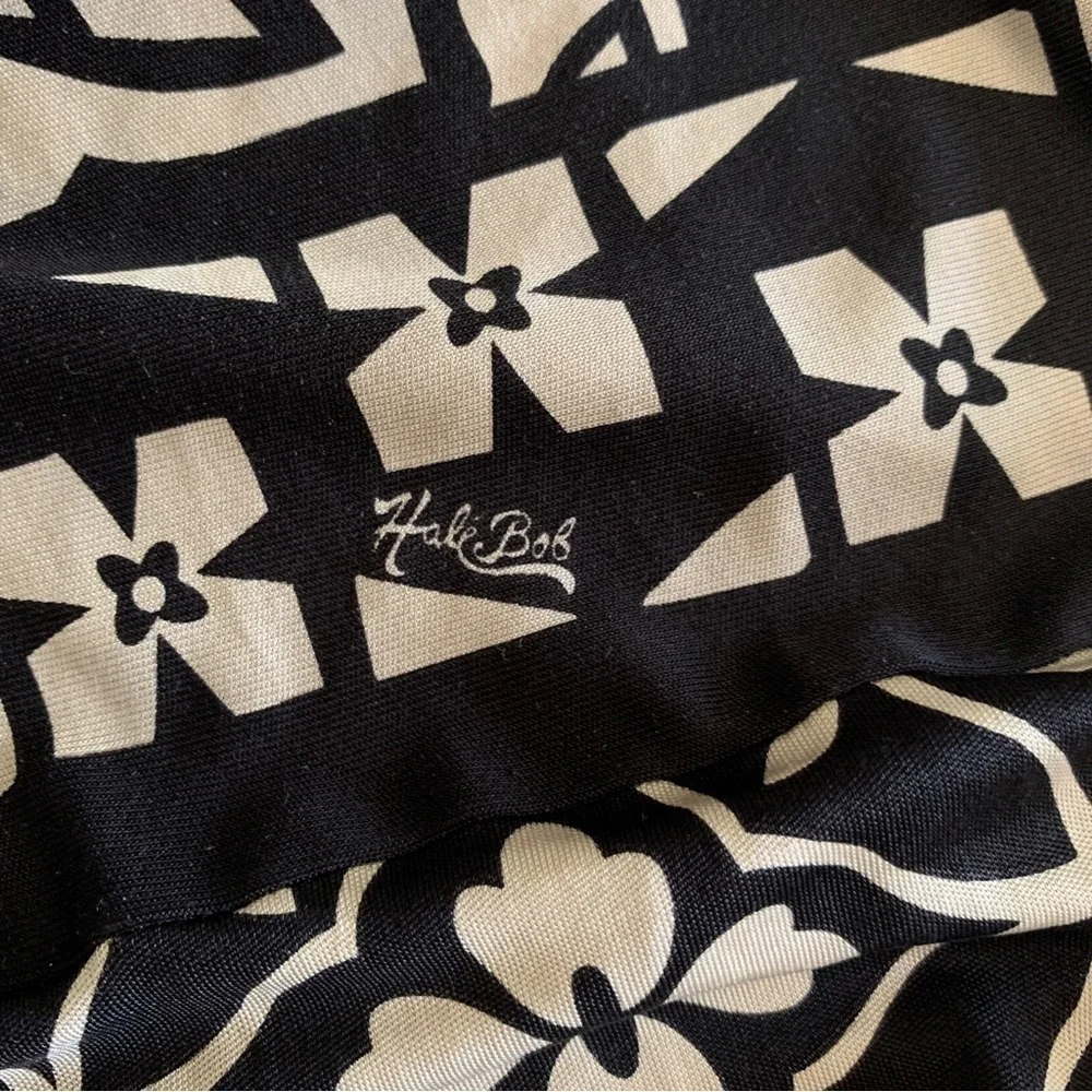 Hale Bob Deep V Neck Floral Silk Dress Small Cocktail LBD - Picture 5 of 8